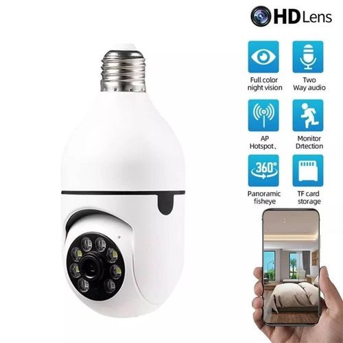 Digital CCTV WI-FI Bulb PTZ Smart Camera - White