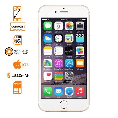 Apple iPhone 6 - 16GB HDD - 1GB RAM - 8MP Back/1.2MP Front - 1810mAh